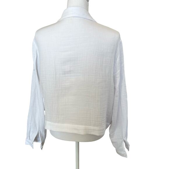 Eileen Fisher Cropped Lofty Gauze Jacket Size Medium White 100% Cotton System - Picture 5 of 11